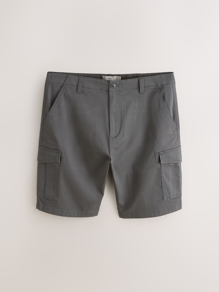 Dark Grey Stretch Cargo Shorts - Image 1 of 3