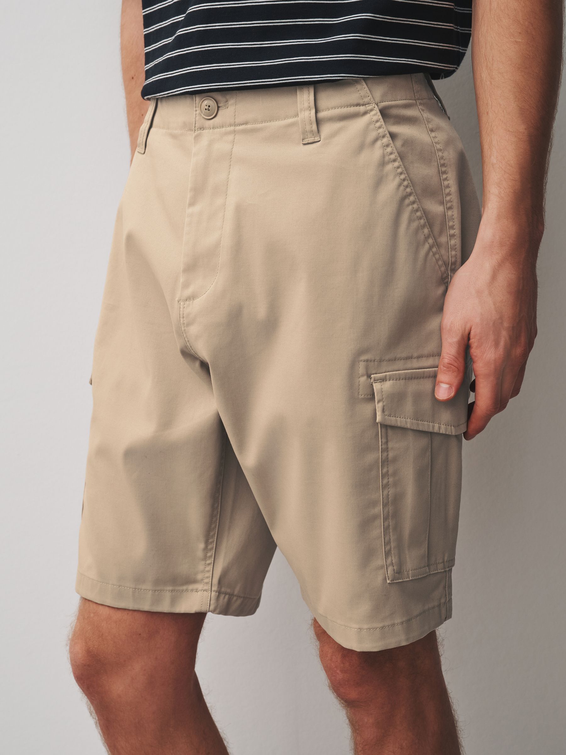 Buy Stone Stretch Cotton Rich Cargo Shorts from Next Romania