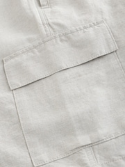 Neutral Cotton Linen Blend Cargo Shorts - Image 12 of 13