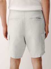 Neutral Cotton Linen Blend Cargo Shorts - Image 3 of 13