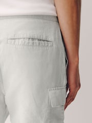 Neutral Cotton Linen Blend Cargo Shorts - Image 4 of 13