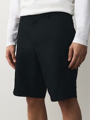Black Cotton Linen Blend Cargo Shorts - Image 1 of 8