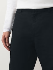 Black Cotton Linen Blend Cargo Shorts - Image 4 of 8