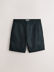Black Cotton Linen Blend Cargo Shorts - Image 6 of 8