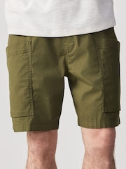 Olive Green Side Pocket Elasticated Waist Cargo Shorts - Image 1 of 9
