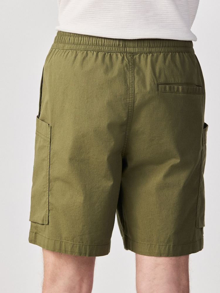 Olive Green Side Pocket Elasticated Waist Cargo Shorts - Image 2 of 9