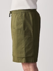 Olive Green Side Pocket Elasticated Waist Cargo Shorts - Image 3 of 9