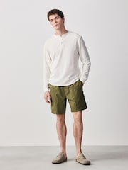 Olive Green Side Pocket Elasticated Waist Cargo Shorts - Image 5 of 9