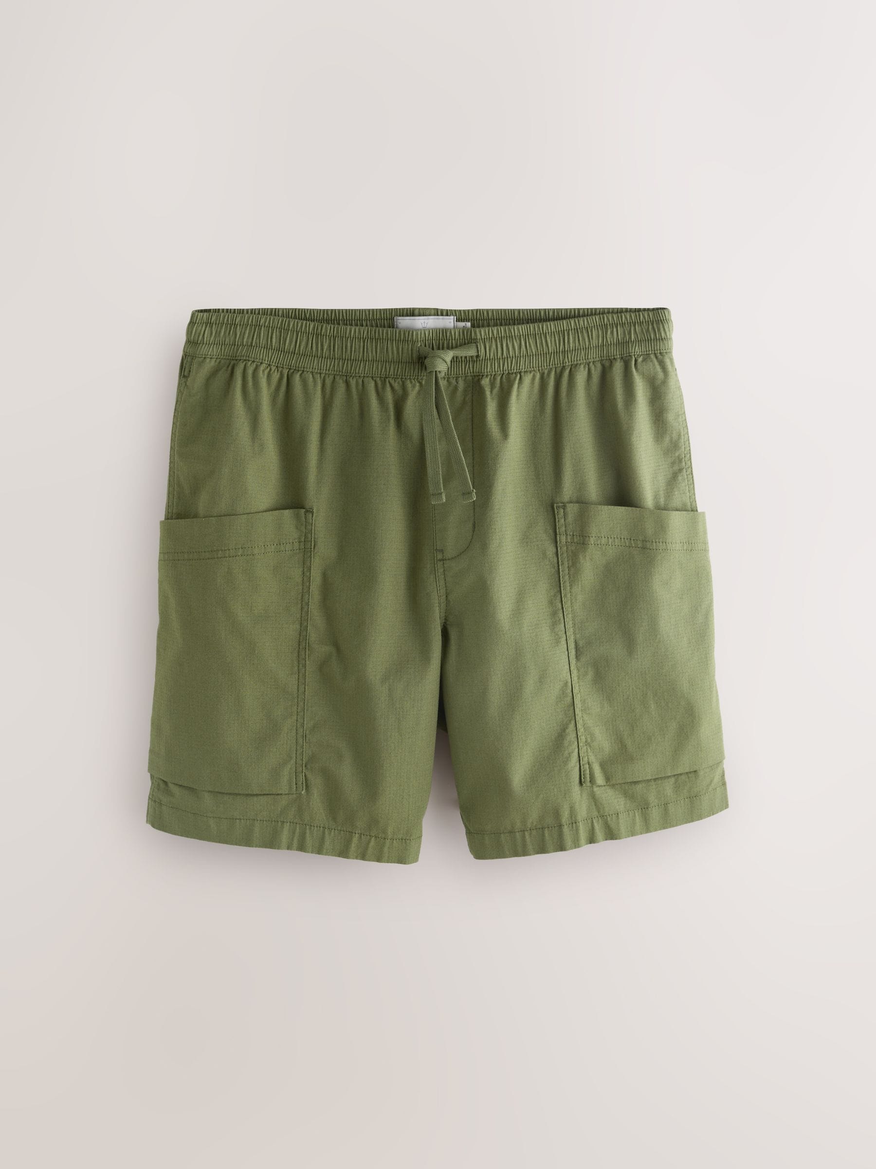 Buy Olive Green Side Pocket Elasticated Waist 7 Inch Cargo Shorts