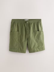 Olive Green Side Pocket Elasticated Waist Cargo Shorts - Image 6 of 9
