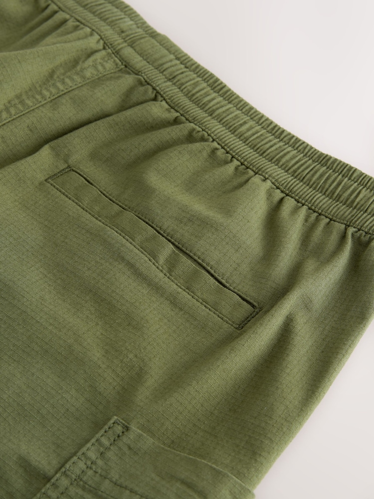 Olive Green Side Pocket Elasticated Waist Cargo Shorts - Image 9 of 9