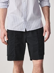 Black Side Pocket Elasticated Waist Cargo Shorts - Image 1 of 9