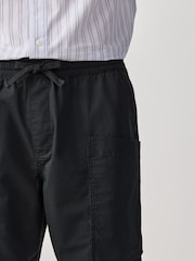 Black Side Pocket Elasticated Waist Cargo Shorts - Image 4 of 9