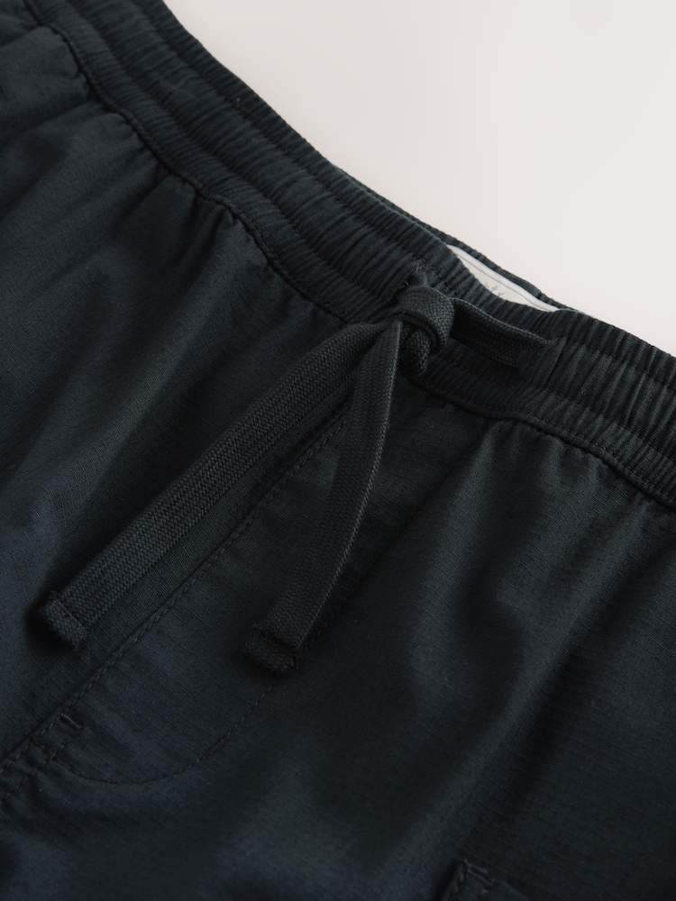 Black Side Pocket Elasticated Waist Cargo Shorts - Image 9 of 9