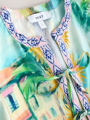 Blue Scenic Puff Sleeve Top - Image 2 of 3