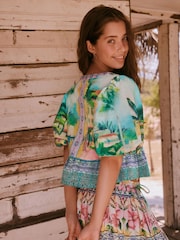 Blue Scenic Puff Sleeve Top - Image 5 of 9