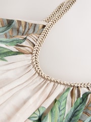 Ecru / Brown Palm Print Strappy Wide Leg Jumpsuit - Image 9 of 9