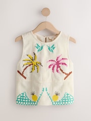 Ecru Cross Stitch Detail Shell Top - Image 1 of 3