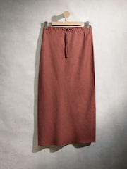 Rust Brown Linen Collumn Skirt - Image 5 of 8