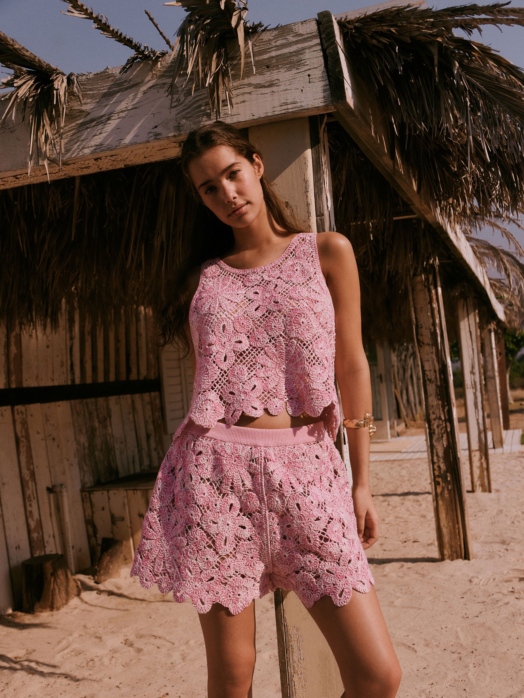 Buy Pink Twist Yarn Crochet Top from Next Australia