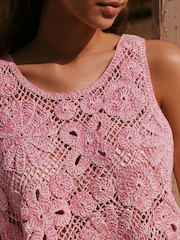 Pink Twist Yarn Crochet Top - Image 4 of 8