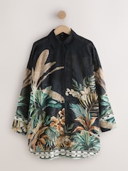 Black/Green Palm Beach Cover-Up Shirt - Image 1 of 3