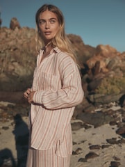 Apricot Stripe Linen Shirt - Image 2 of 8