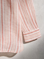 Apricot Stripe N. Premium 100% Linen Shirt - Image 9 of 9