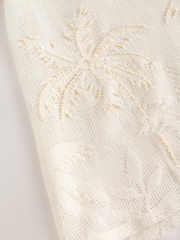 Cream - Oberteil mit gehäkeltem Palmendetail und weiten Ärmeln - Bild 3 von 4