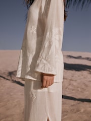 Cream Crochet Embellished Palm Detail Wide Sleeve Top - Image 6 of 10