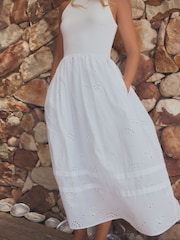 Белый - Broderie 2-in-1 Sleeveless Dress - Изображение 4 7