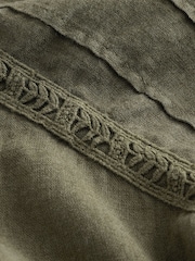 كاكي أخضر - Lace Insert V-Neck Playsuit - صورة 8 من 8