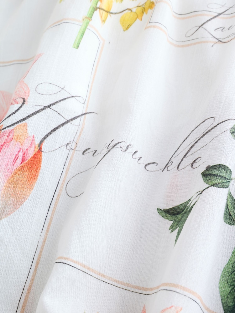 White Floral Puff Sleeve Midi Dress - Image 10 of 10