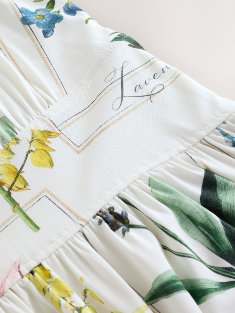 Floral Print Jersey Waisted Summer Midi Dress - Image 3 of 3