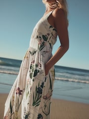 花卉圖案 - Jersey Waisted Summer Midi Dress - 圖片 4/8