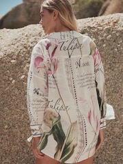 White/Purple Beach Cover-Up Shirt - Image 3 of 5