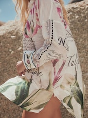 White/Purple Beach Cover-Up Shirt - Image 4 of 5