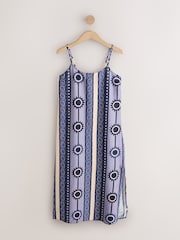 Navy Geo Print Midi Slip Summer Dress - Image 1 of 3