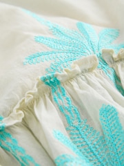 Aqua Blue Embroidered Palm Mini Dress - Image 7 of 8