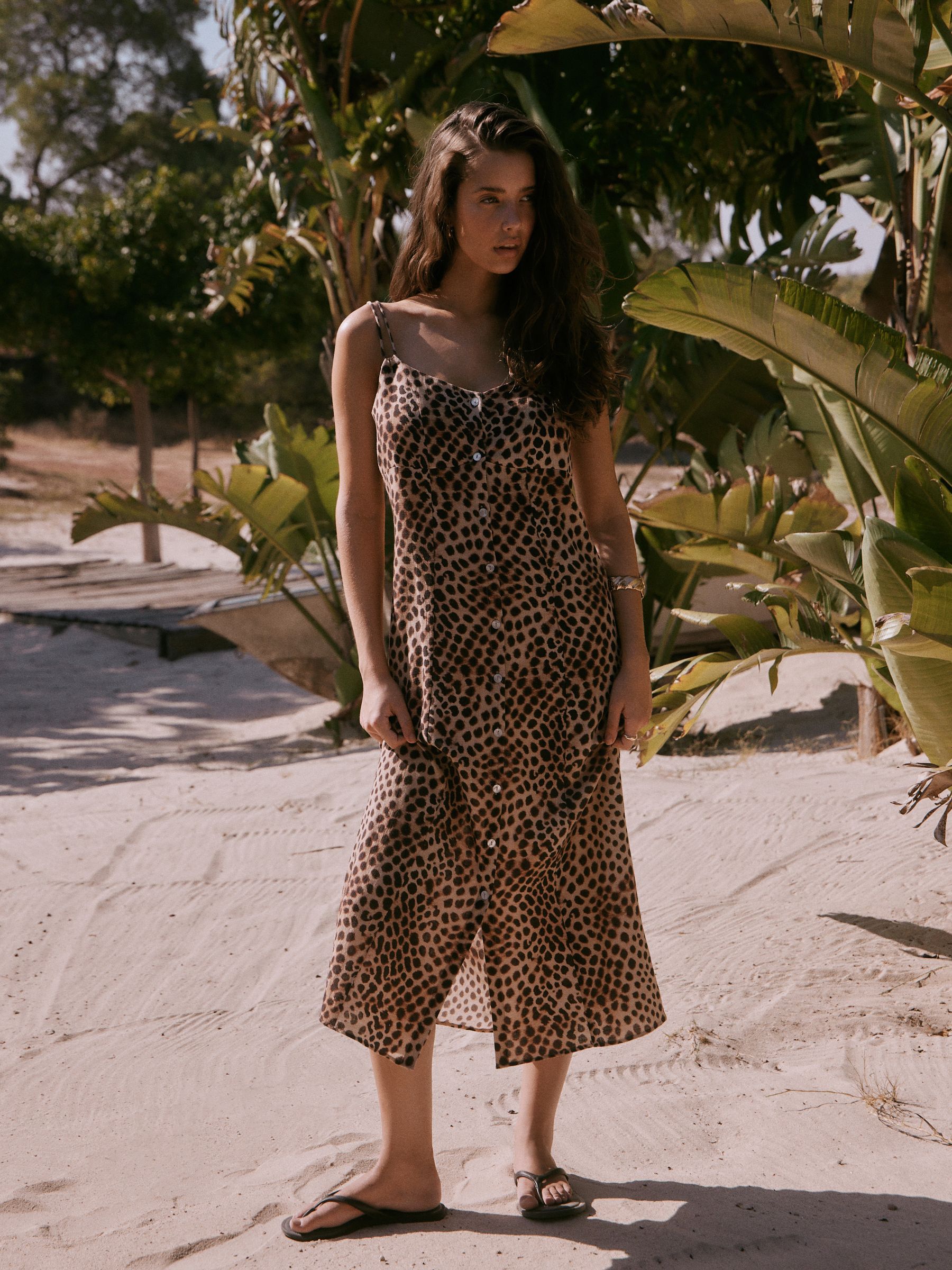 leopard print midi dress Womens Next Leopard Print Button Down Midi Dress US 18