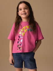 Pink Rainbow Sequin Heart T-Shirt (3-16yrs) - Image 1 of 3
