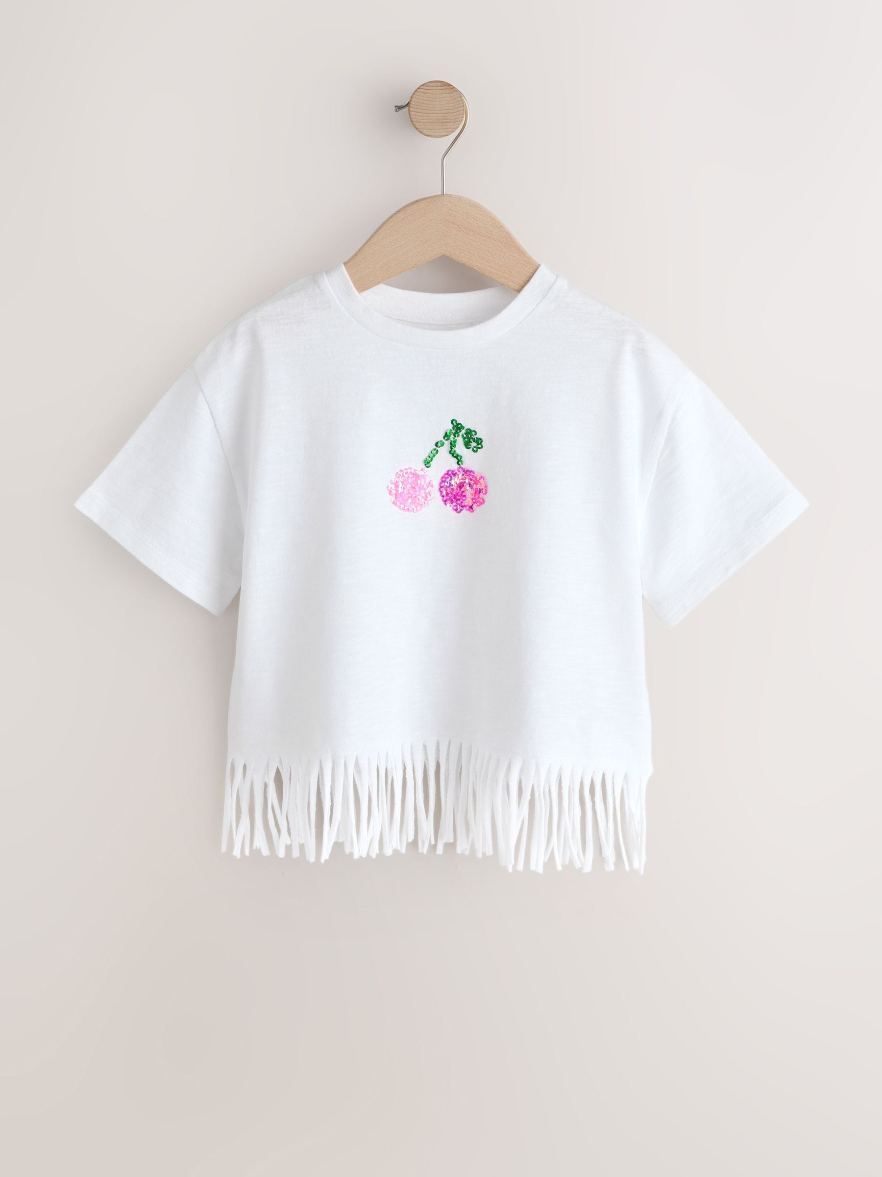 Buy Ecru Cherry Fringe T-Shirt (3-16yrs) from the Next UK online shop