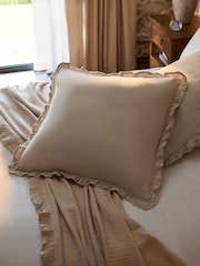 Natural 59 x 59cm Muslin Ruffle Edge Cushion - Image 1 of 4
