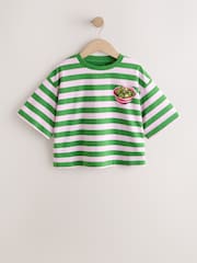 Green Stripe Olive - Oversized Boxy Sequin Graphic T-Shirt (3-16yrs) - Bild 5 von 8