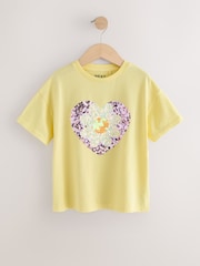 Yellow Daisy Sequin Heart T-Shirt (3-16yrs) - Image 5 of 8
