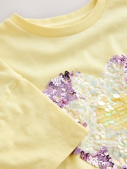 Yellow Daisy Sequin Heart T-Shirt (3-16yrs) - Image 8 of 8