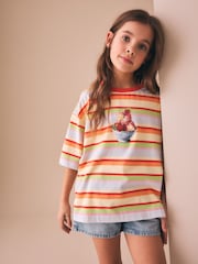 Stripe Ice Cream Oversized Boxy  Sequin Graphic T-Shirt (3-16yrs) - Image 2 of 4