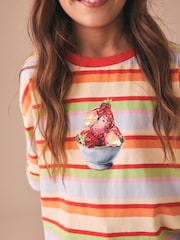 Stripe Ice Cream Oversized Boxy  Sequin Graphic T-Shirt (3-16yrs) - Image 3 of 4
