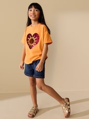 Orange Sun Sequin Heart T-Shirt (3-16yrs) - Image 2 of 4