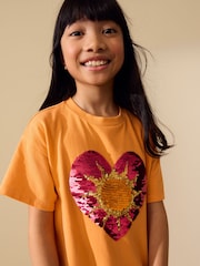 Orange Sun Sequin Heart T-Shirt (3-16yrs) - Image 4 of 4